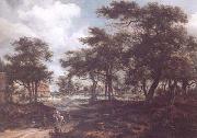 Meindert Hobbema Wooded Landscape with Travellers (mk25) oil painting artist